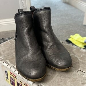 Silver Leather Ankle Boots